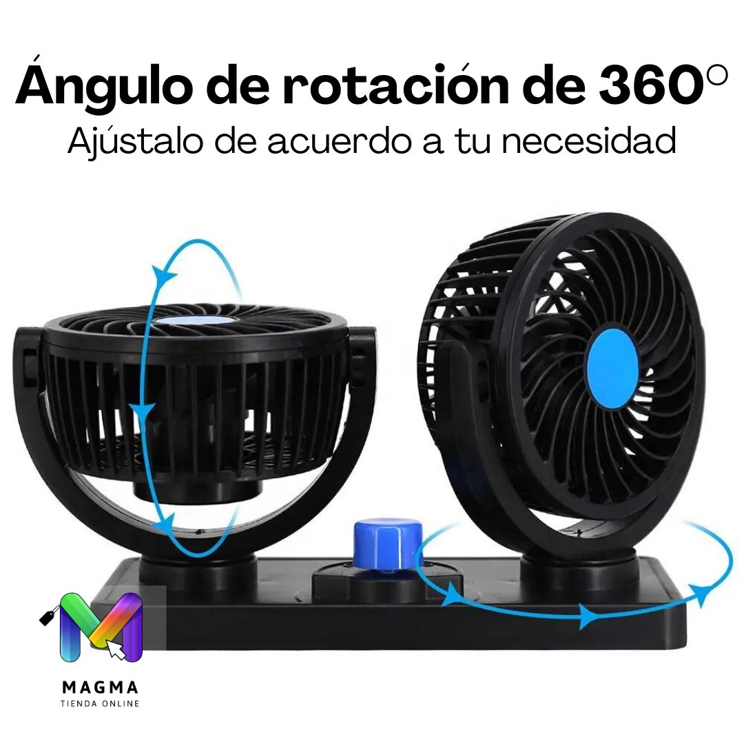 Ventilador Doble Giratorio 360° Para Carro