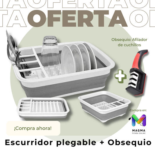 ESCURRIDOR DE PLATOS PLEGABLE + AFILADOR DE CUCHILLOS