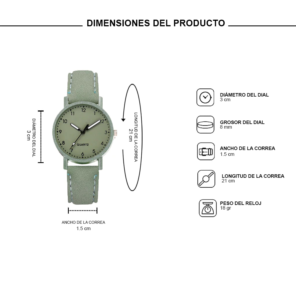 Reloj en cuero de moda para mujer + pulsera 🌻Envío gratis